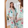 imageEkouaer Women Zipper Robe Short Sleeve Duster Housecoat Short Bathrobes Zip Front Nightgown with Pockets S3XLGreen Flower