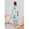 imageEkouaer Women Zipper Robe Short Sleeve Duster Housecoat Short Bathrobes Zip Front Nightgown with Pockets S3XLGreen Flower