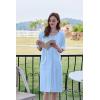 imageEkouaer Women Zipper Robe Short Sleeve Duster Housecoat Short Bathrobes Zip Front Nightgown with Pockets S3XLLight Blue