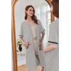 imageEkouaer Women Zipper Robe Short Sleeve Duster Housecoat Short Bathrobes Zip Front Nightgown with Pockets S3XLLight Grey