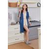 imageEkouaer Women Zipper Robe Short Sleeve Duster Housecoat Short Bathrobes Zip Front Nightgown with Pockets S3XLNavy