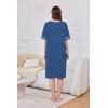imageEkouaer Women Zipper Robe Short Sleeve Duster Housecoat Short Bathrobes Zip Front Nightgown with Pockets S3XLNavy