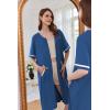 imageEkouaer Women Zipper Robe Short Sleeve Duster Housecoat Short Bathrobes Zip Front Nightgown with Pockets S3XLNavy