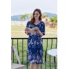 imageEkouaer Women Zipper Robe Short Sleeve Duster Housecoat Short Bathrobes Zip Front Nightgown with Pockets S3XLNavy Floral