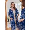 imageEkouaer Women Zipper Robe Short Sleeve Duster Housecoat Short Bathrobes Zip Front Nightgown with Pockets S3XLNavy Floral