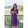 imageEkouaer Women Zipper Robe Short Sleeve Duster Housecoat Short Bathrobes Zip Front Nightgown with Pockets S3XLPurple