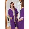 imageEkouaer Women Zipper Robe Short Sleeve Duster Housecoat Short Bathrobes Zip Front Nightgown with Pockets S3XLPurple