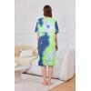 imageEkouaer Women Zipper Robe Short Sleeve Duster Housecoat Short Bathrobes Zip Front Nightgown with Pockets S3XLTie Dye Blue