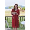 imageEkouaer Women Zipper Robe Short Sleeve Duster Housecoat Short Bathrobes Zip Front Nightgown with Pockets S3XLWine Red