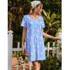 imageEkouaer Womens Cotton Nightgown Short Sleeve House Dress Button Down Sleepshirt Embroidered Nightshirt Floral Pajama DressBird Blue