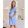 imageEkouaer Womens Cotton Nightgown Short Sleeve House Dress Button Down Sleepshirt Embroidered Nightshirt Floral Pajama DressBird Blue