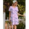 imageEkouaer Womens Cotton Nightgown Short Sleeve House Dress Button Down Sleepshirt Embroidered Nightshirt Floral Pajama DressFloral Purple