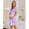 imageEkouaer Womens Cotton Nightgown Short Sleeve House Dress Button Down Sleepshirt Embroidered Nightshirt Floral Pajama DressFloral Purple