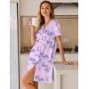 imageEkouaer Womens Cotton Nightgown Short Sleeve House Dress Button Down Sleepshirt Embroidered Nightshirt Floral Pajama DressFloral Purple