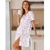imageEkouaer Womens Cotton Nightgown Short Sleeve House Dress Button Down Sleepshirt Embroidered Nightshirt Floral Pajama DressFlowers Pink