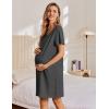 imageEkouaer Womens Cotton Nightgown Short Sleeve House Dress Button Down Sleepshirt Embroidered Nightshirt Floral Pajama DressGrey