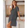 imageEkouaer Womens Cotton Nightgown Short Sleeve House Dress Button Down Sleepshirt Embroidered Nightshirt Floral Pajama DressGrey
