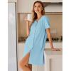 imageEkouaer Womens Cotton Nightgown Short Sleeve House Dress Button Down Sleepshirt Embroidered Nightshirt Floral Pajama DressLight Blue