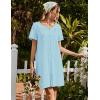 imageEkouaer Womens Cotton Nightgown Short Sleeve House Dress Button Down Sleepshirt Embroidered Nightshirt Floral Pajama DressLight Blue