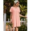 imageEkouaer Womens Cotton Nightgown Short Sleeve House Dress Button Down Sleepshirt Embroidered Nightshirt Floral Pajama DressLight Pink