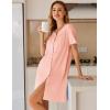 imageEkouaer Womens Cotton Nightgown Short Sleeve House Dress Button Down Sleepshirt Embroidered Nightshirt Floral Pajama DressLight Pink