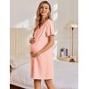 imageEkouaer Womens Cotton Nightgown Short Sleeve House Dress Button Down Sleepshirt Embroidered Nightshirt Floral Pajama DressLight Pink