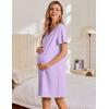imageEkouaer Womens Cotton Nightgown Short Sleeve House Dress Button Down Sleepshirt Embroidered Nightshirt Floral Pajama DressLight Purple