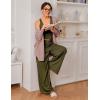 imageEkouaer Womens Pajamas 2 Piece Lounge Set Ribbed Knit Loungewear Sleeveless Tank Top Wide Leg PantsArmy Green