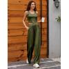 imageEkouaer Womens Pajamas 2 Piece Lounge Set Ribbed Knit Loungewear Sleeveless Tank Top Wide Leg PantsArmy Green