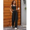 imageEkouaer Womens Pajamas 2 Piece Lounge Set Ribbed Knit Loungewear Sleeveless Tank Top Wide Leg PantsBlack