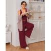 imageEkouaer Womens Pajamas 2 Piece Lounge Set Ribbed Knit Loungewear Sleeveless Tank Top Wide Leg PantsBurgundy