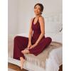 imageEkouaer Womens Pajamas 2 Piece Lounge Set Ribbed Knit Loungewear Sleeveless Tank Top Wide Leg PantsBurgundy