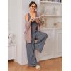 imageEkouaer Womens Pajamas 2 Piece Lounge Set Ribbed Knit Loungewear Sleeveless Tank Top Wide Leg PantsDark Gray
