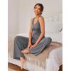 imageEkouaer Womens Pajamas 2 Piece Lounge Set Ribbed Knit Loungewear Sleeveless Tank Top Wide Leg PantsDark Gray
