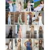 imageEkouaer Womens Pajamas 2 Piece Lounge Set Ribbed Knit Loungewear Sleeveless Tank Top Wide Leg PantsDark Khaki