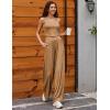 imageEkouaer Womens Pajamas 2 Piece Lounge Set Ribbed Knit Loungewear Sleeveless Tank Top Wide Leg PantsDark Khaki