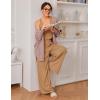imageEkouaer Womens Pajamas 2 Piece Lounge Set Ribbed Knit Loungewear Sleeveless Tank Top Wide Leg PantsDark Khaki
