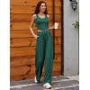 imageEkouaer Womens Pajamas 2 Piece Lounge Set Ribbed Knit Loungewear Sleeveless Tank Top Wide Leg PantsEvergreen