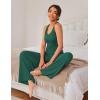 imageEkouaer Womens Pajamas 2 Piece Lounge Set Ribbed Knit Loungewear Sleeveless Tank Top Wide Leg PantsEvergreen
