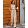 imageEkouaer Womens Pajamas 2 Piece Lounge Set Ribbed Knit Loungewear Sleeveless Tank Top Wide Leg PantsKhaki