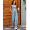 imageEkouaer Womens Pajamas 2 Piece Lounge Set Ribbed Knit Loungewear Sleeveless Tank Top Wide Leg PantsLight Blue
