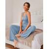 imageEkouaer Womens Pajamas 2 Piece Lounge Set Ribbed Knit Loungewear Sleeveless Tank Top Wide Leg PantsLight Blue