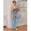 imageEkouaer Womens Pajamas 2 Piece Lounge Set Ribbed Knit Loungewear Sleeveless Tank Top Wide Leg PantsLight Blue