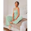 imageEkouaer Womens Pajamas 2 Piece Lounge Set Ribbed Knit Loungewear Sleeveless Tank Top Wide Leg PantsLight Green