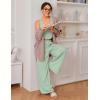imageEkouaer Womens Pajamas 2 Piece Lounge Set Ribbed Knit Loungewear Sleeveless Tank Top Wide Leg PantsLight Green