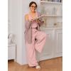 imageEkouaer Womens Pajamas 2 Piece Lounge Set Ribbed Knit Loungewear Sleeveless Tank Top Wide Leg PantsLight Pink