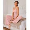 imageEkouaer Womens Pajamas 2 Piece Lounge Set Ribbed Knit Loungewear Sleeveless Tank Top Wide Leg PantsLight Pink