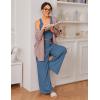 imageEkouaer Womens Pajamas 2 Piece Lounge Set Ribbed Knit Loungewear Sleeveless Tank Top Wide Leg PantsNavy Blue