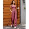 imageEkouaer Womens Pajamas 2 Piece Lounge Set Ribbed Knit Loungewear Sleeveless Tank Top Wide Leg PantsOld Rose