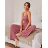 imageEkouaer Womens Pajamas 2 Piece Lounge Set Ribbed Knit Loungewear Sleeveless Tank Top Wide Leg PantsOld Rose